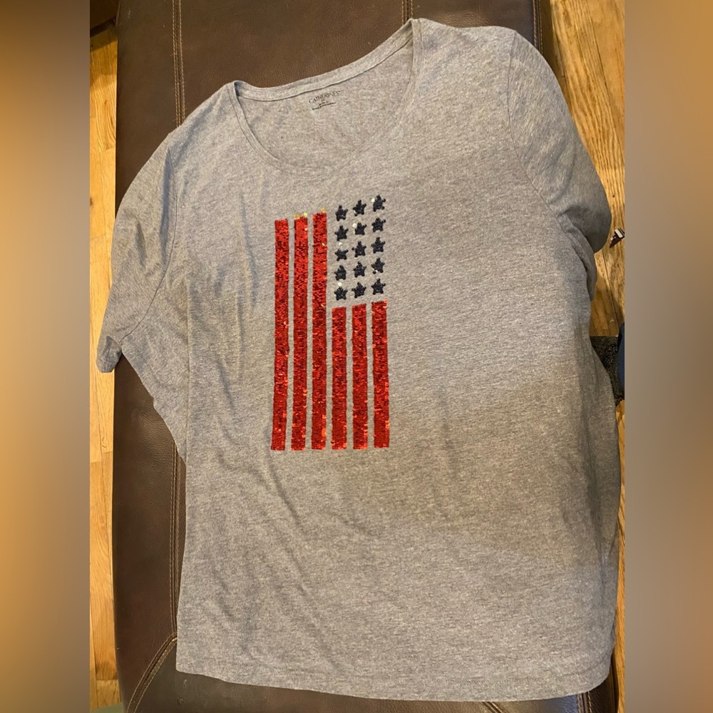 Catherine’s 2XL patriotic, sequin changing T-shirt (#57)